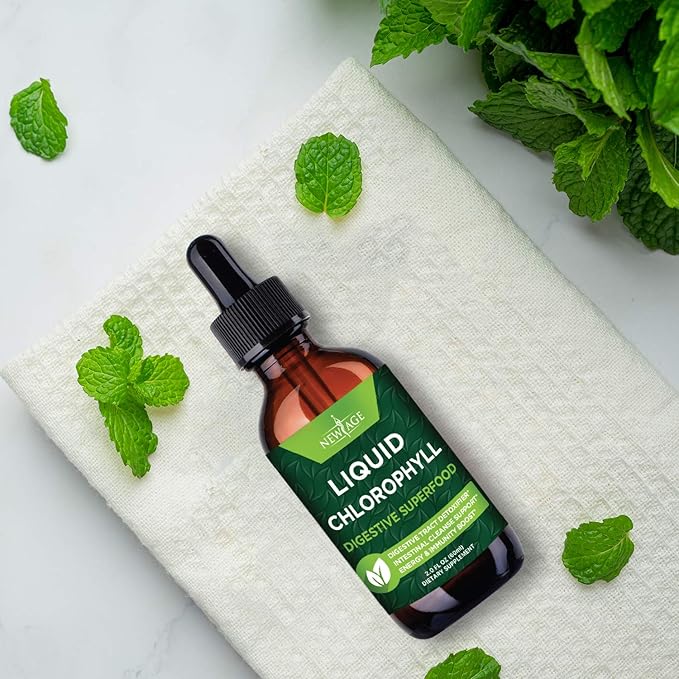 NEW AGE Chlorophyll Liquid Drops - Natural Concentrate – Energy Booster, Digestion and Immune System Supports, Internal Deodorant, Liver Function - (2 Fl Oz (Pack of 4))