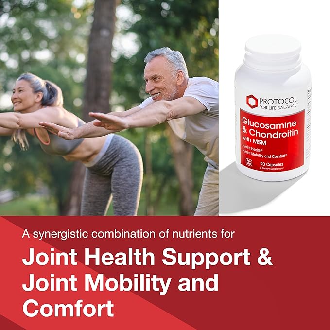Protocol Glucosamine & Chondroitin with MSM - Joint Support* - Chondroitin MSM Supplement - Non-GMO & Dairy Free - 90 Veg Caps