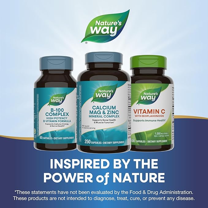 Nature's Way Calcium Magnesium & Zinc Mineral Complex, Supports Bone Health & Muscle Function*, Immune Support*, 250 Capsules (Packaging May Vary)