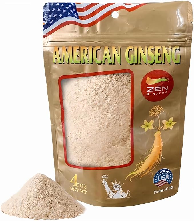 Zen Ginseng Powder - 4 oz. Bag of American Wisconsin Ginseng Extract - Non-GMO, Gluten Free - for Soups, Teas, Coffee, Juices, Smoothies and Baking.
