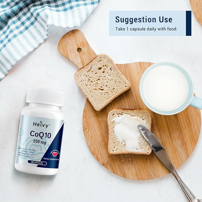 CoQ10 200mg - High Absorption 99% Ubiquinone Coenzyme Q10 - CO Q 10 Supplement Support Heart Health, Antioxidant & Energy Supplement - 60 Vegan Capsules