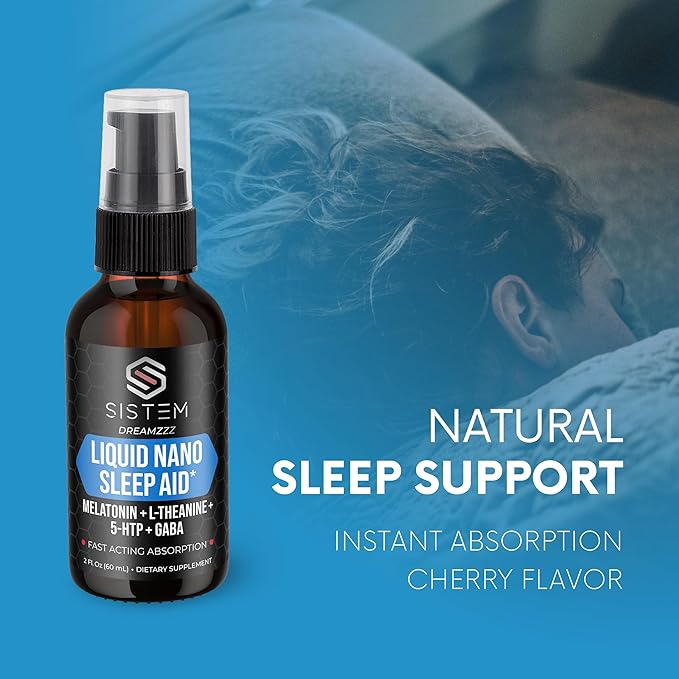 Dreamzzz by Sistem - Liquid Nano Sleep Aid Spray with Melatonin, GABA, L-Theanine, 5-HTP Supplement Blend, Promotes Calm, Restful Sleep & Restoration for Adults