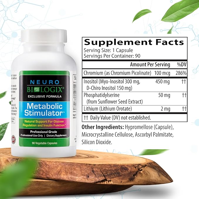 Metabolic Stimulator Metabolism Supplement - Dietary Supplement with D-Chiro Inositol, MyoInositol, Chromium, Phosphatidylserine, & Lithium Orotate for Cellular Energy & Support - 90 Capsules