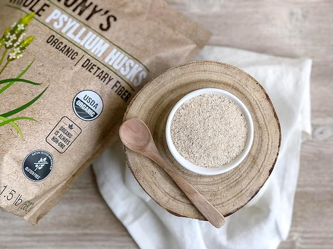 Anthony's Organic Whole Psyllium Husks, 1.5 lb, Dietary Fiber, Gluten Free, Non GMO, Keto Friendly