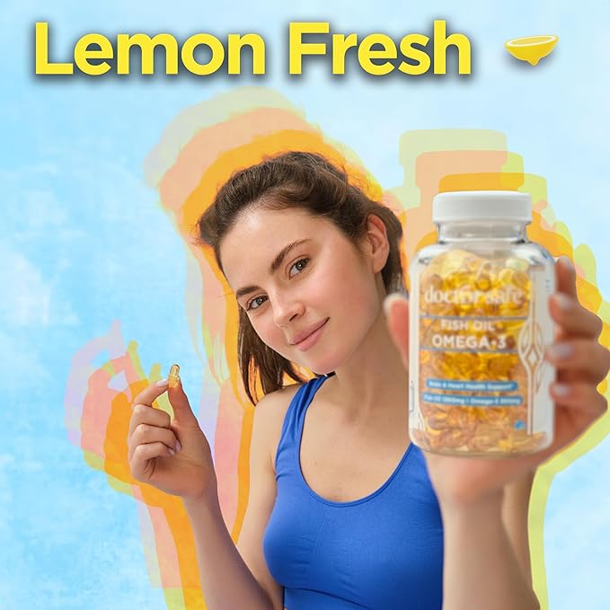 Omega 3 Fish Oil Supplement - High Strength Lemon Scented Fish Oil Pills, 1360mg EPA DHA for Heart, Brain & Immune Support Omega 3 Fatty Acid Supplements - 30 Servings