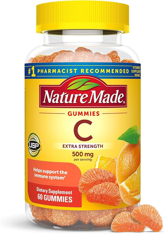 Nature Made Extra Strength Dosage Vitamin C 500 mg per serving, Dietary Supplement for Immune Support, 60 Gummies, 30 Day Supply