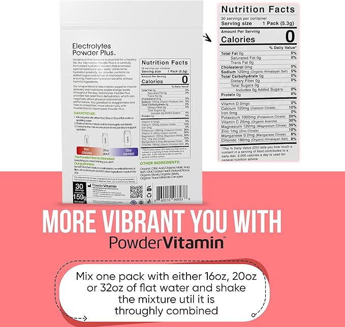 Electrolytes Powder Plus, Keto, Watermelon, Sugar Free, 1000mg Potassium, 120mg Calcium, 120mg Magnesium, Non-GMO, Zero Calories, 30 Hydration Packets