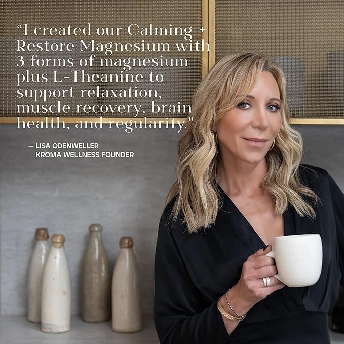 Calming Restore Magnesium Supplement with L Theanine and Magnesium Complex, Gluten Free Powder Drink Mix, Sleep, Calm, Relaxation and Muscle Recovery Support, Tart Pomegranate, 30 Servings