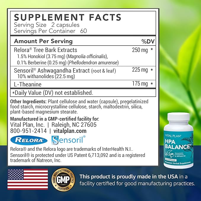 HPA Balance Adrenal Supplement by Dr. Bill Rawls - Adrenal, Mood & Hormone Support for Women & Men w/Sensoril® Ashwagandha, Relora & L-Theanine