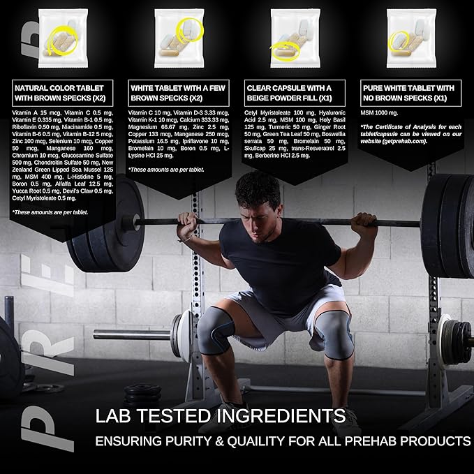 PREHAB Tendon + Ligament + Total Joint Support | Joint Supplement for Athletes | 40 Ingredient Super Complex | Glucosamine Chondroitin MSM Turmeric Boswellia | Premium Tendon Ligament Joint Supplement