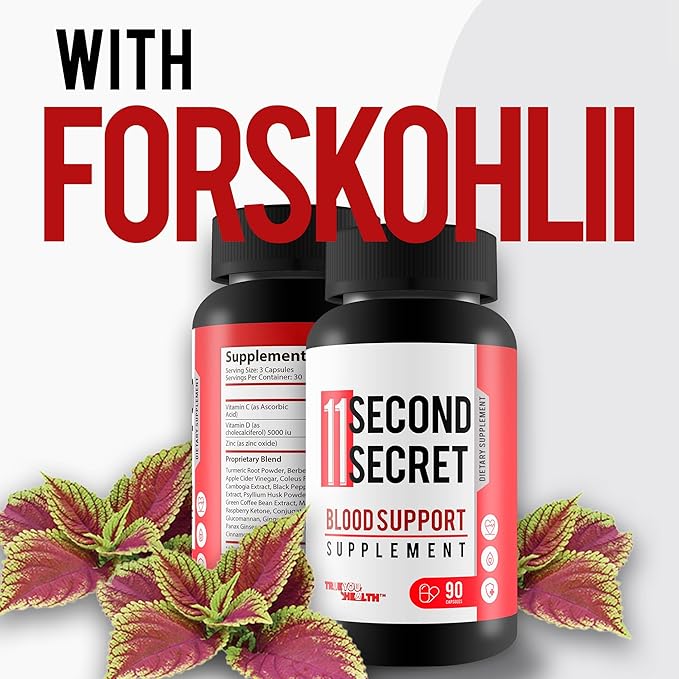 11 Second Secret Blood Support Supplement - Our Best Sugar Health Blood Health Formula - Advanced Blood Health Formula - Turmeric Berberine Cinnamon Gluco Support Supplement