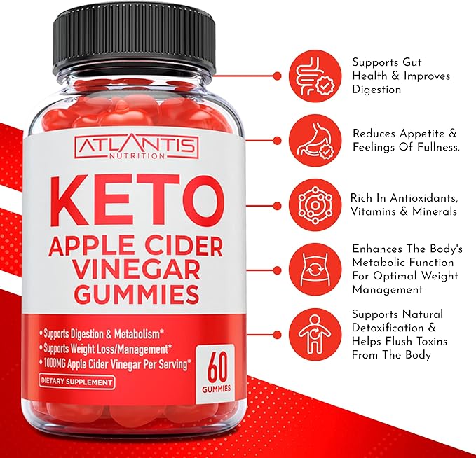 Atlantis Nutrition Keto Apple Cider Vinegar 60 Gummies + Testosterone Booster 2-Pack (120 Gummies)