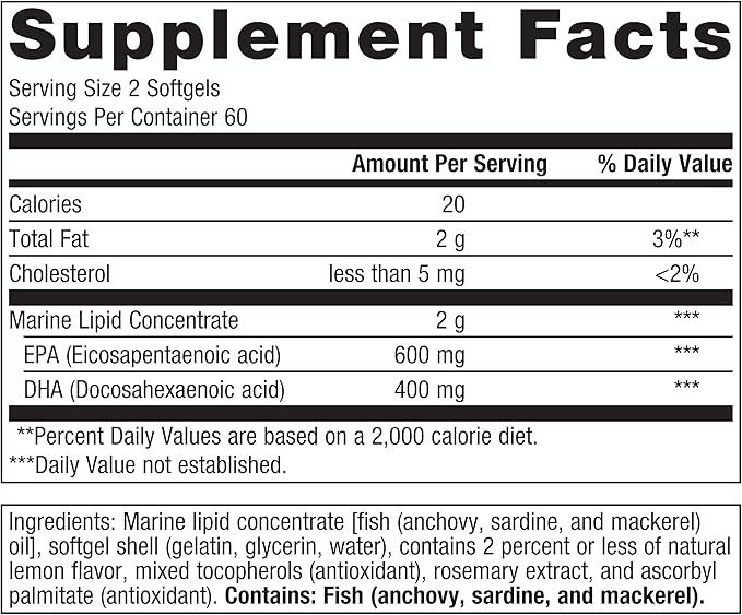 Metagenics OmegaGenics EPA-DHA 500 - High Potency - Supports Cardiovascular Health* - Fish Oil EPA DHA - Purity & Quality Tested - Non-GMO & Gluten-Free - 120 Count