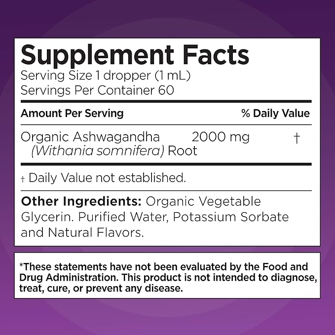Ashwagandha KSM 66 Drops, 2000mg Natural Berry Flavor - Ashwagandha Supplements for Women, Ksm-66 Ashwaganda Extract for Immune Support, Performance, Heart Health - 60 Servings