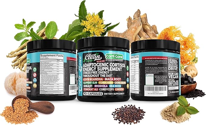 Corti Gone Cortisol Supplements For Women | Maca Root Ashwagandha Cortisol Detox Manager Reducer + Slippery Elm Fenugreek Lions Mane Shilajit Rhodiola Sea Moss Tongkat Ali Cordyceps Ginseng Beet Root
