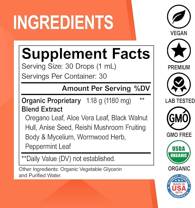 Candida Cleanse Detox for Women & Men - Candi Detox Support Supplement Pills, Anti Overgrowth Gut Balance Probiotic Flora Complex Supplements - Organic Oregano Oil Drops Liquid & Black Walnut Wormwood