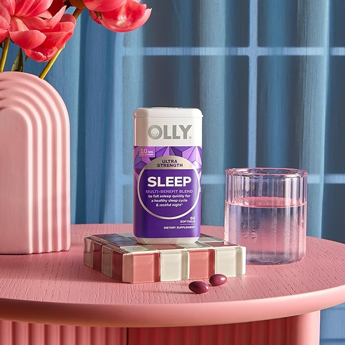 OLLY Ultra Strength Sleep Softgels, 10mg Melatonin, L-Theanine, Chamomile, Magnesium, Lemon Balm, Supports Deep Restful Sleep, Nighttime Sleep Aid, Non Habit-Forming - 60 Count