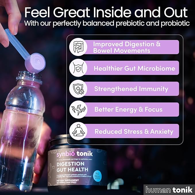 Synbio Tonik Prebiotics and Probiotics Powder | Berry Lemonade | Probiotics for Digestive Health | Daily Supplement | Improve Digestion and Bowel Motions | Boost Energy and Clarity |