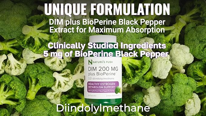 DIM 200mg Estrogen Balance for Women & Men Diindolylmethane Black Pepper for Non-cystic Acne, Hormone Balance, Menopause & Antioxidant Support Vegan Gluten Soy Free Non-GMO USA 2 month supply 60 caps