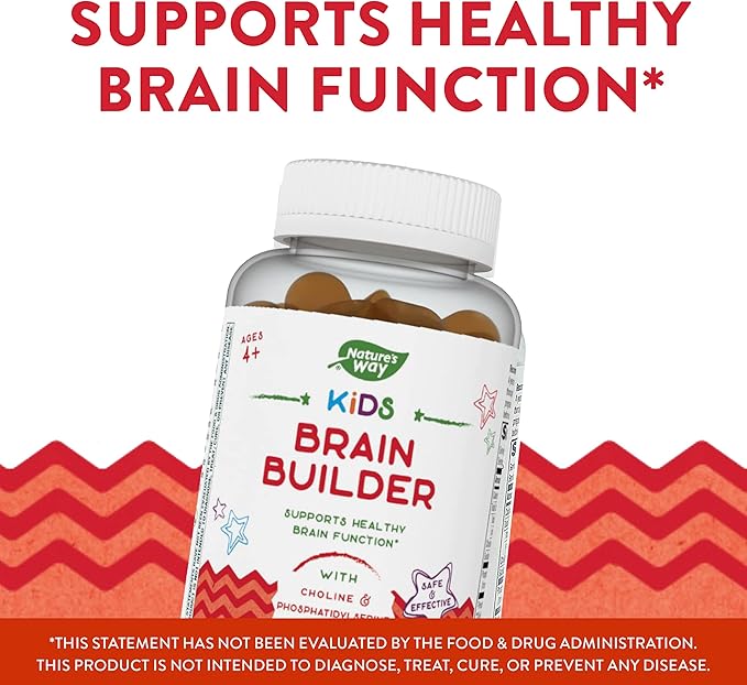 Nature's Way Kids Brain Supplement Gummies, Supports Healthy Brain Function*, Lemonade Flavored, 60 Gummies