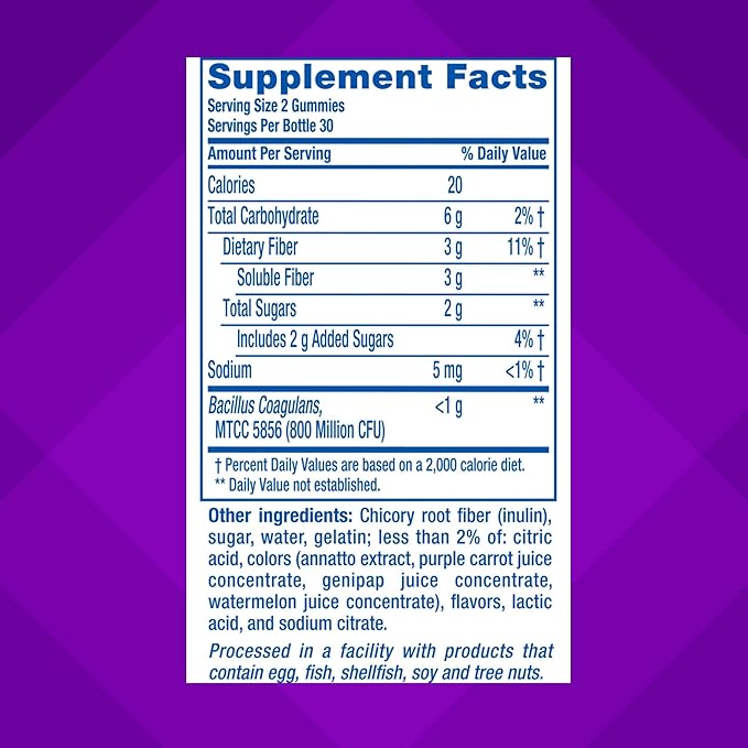 Vitafusion Fiber Well + Probiotics Gummies for Adults – 3g Fiber per Serving for Digestive Health and Probiotics*, 60 Count