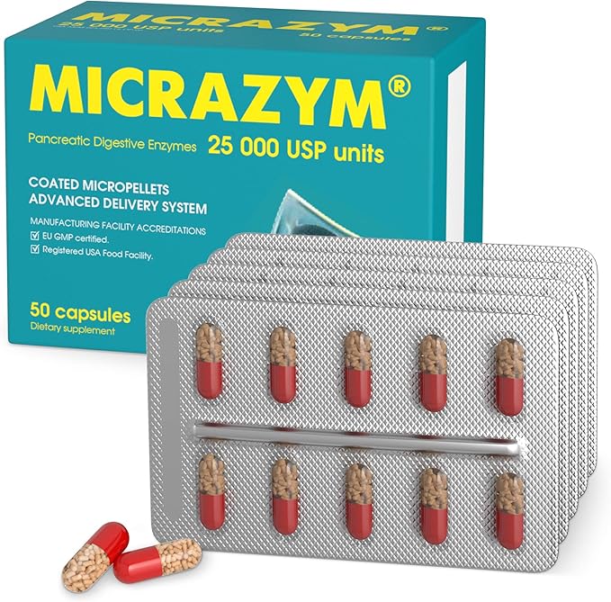 AVVA Pharmа Pancreatic Enzymes - 25,000 USP Effective Pancreatic Enzyme Supplements - Digestive Enzymes for Digestion - 50 Fast-Acting Capsules with Amylase, Lipase and Protease