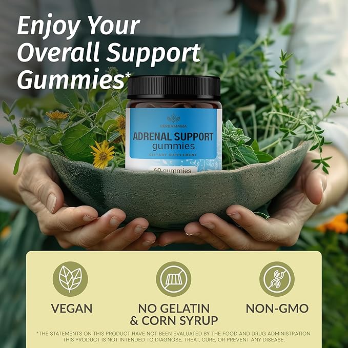 HERBAMAMA Adrenal Support Complex Kit - Adrenal Support Complex Bundle in Liquid and Chewable Forms - Vegan, Non-GMO, Alcohol & Gelatin-Free - 2 Pack