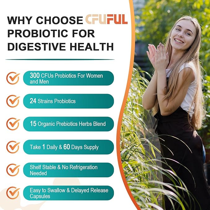 Probiotics for Women & Men - 300 Billion CFU, 24 Strains Probiotic + 15 Organic Herbs Prebiotics Blend, for Overall Digestive Gut Health, Immune, Constipation & Bloating, Shelf Stable - 4 Month Supply
