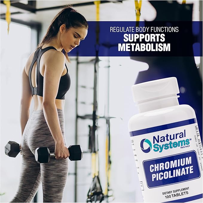 Chromium Picolinate 200 Mcg 100 Tablets by Natural Systems - Chromium Supplements for Active Lifestyle - Excellent Absorption Chromium Supplement - Non Sugar Chromium Capsules