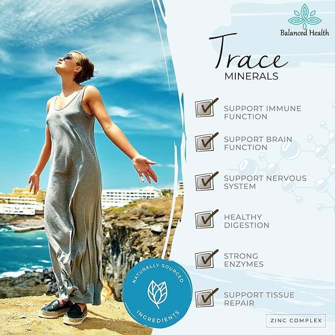 Zinc Complex - 30 Servings, 2oz, Peppermint Flavor, Vegan Liquid Ionic Zinc Sulfate Drops Plus Trace Minerals for Daily Immune System Support