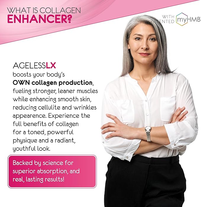 Powder Supplement for Women - with HMB Collagen Enhancer Plus Vitamin D3 with K2, Horsetail and Biotin for Lean Muscle and Stronger Hair and Nails - 30 Powder Packets Strawberry Lemonade