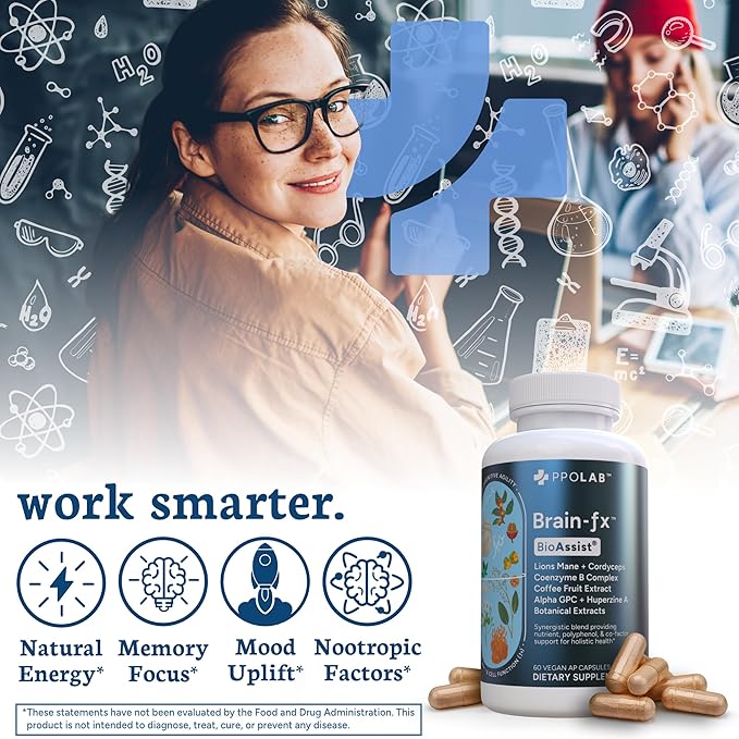 Brain-fxโข Nootropic Brain Energy Memory & Focus Supplement, Lions Mane Extract, L Theanine, Methyl B12 5MTHF B Complex, Alpha GPC Choline, Bacopa Monnieri, Ginseng, Cordyceps, Huperzine A BDNF Factor