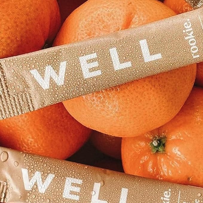 Rookie Wellness Well – Vegan Immune Support Packets with 1000 mg of Vitamin C, 14 mg of Vitamin E, and Ginger in a Natural Citrus Flavor - Sugar and Filler Free (30 Servings, Wild Orange)