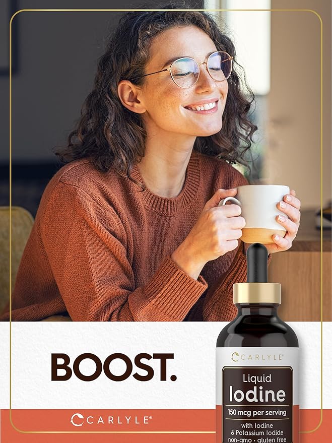Carlyle Liquid Iodine Drops 4 fl oz | 150 mcg | Iodine & Potassium Iodide Supplement | Vegetarian Liquid Tincture | Non-GMO, Gluten Free