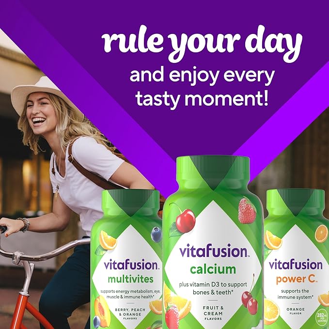 vitafusion Chewable Calcium Gummy Vitamins for Bone and Teeth Support, Fruit and Cream Flavored, America’s Number 1 Gummy Vitamin Brand, 50 Day Supply, 100 Count