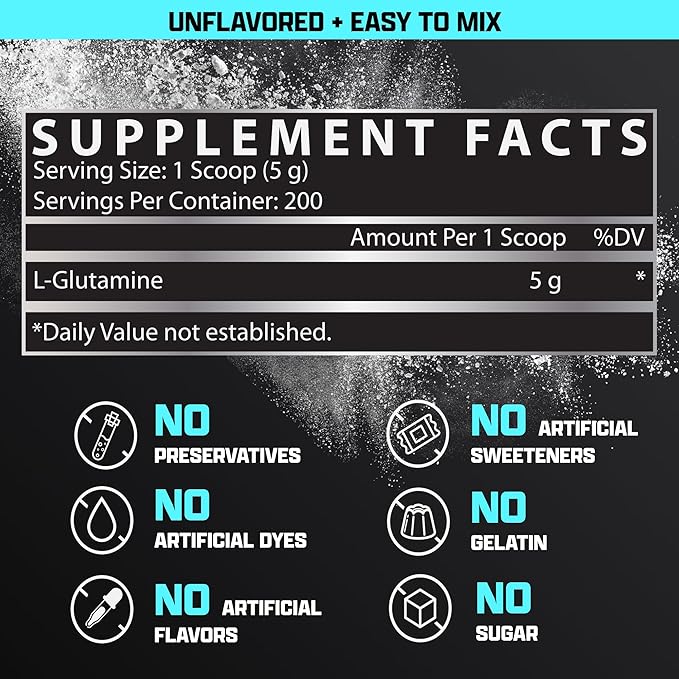 Nutrex Research L-Glutamine Powder - 200 Servings - Pure Unflavored, Non-GMO & Gluten Free