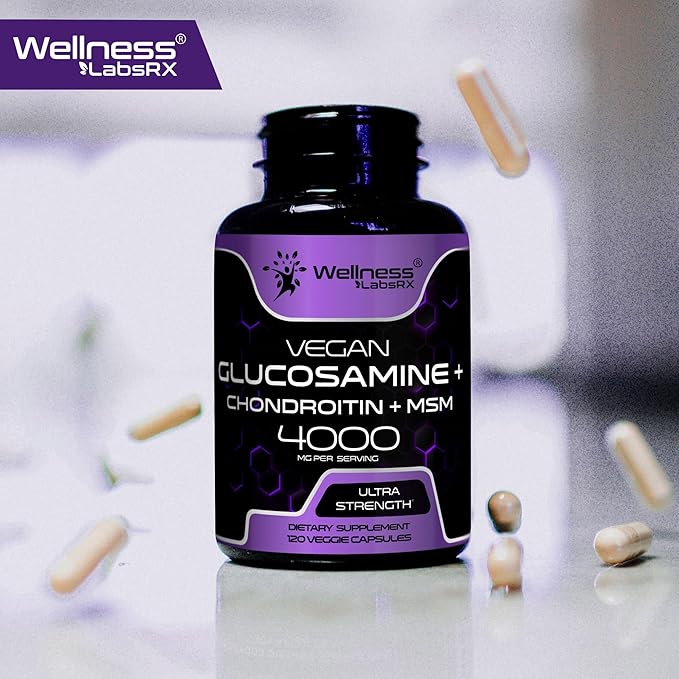 Glucosamine Chondroitin MSM - 4000mg - Joint Support Supplement, Glucosamine Chondroitin Capsules, Helps with Back Pain, Knee Pain Relief, Joint Pain Relief Supplements Triple Strength - 120 Count
