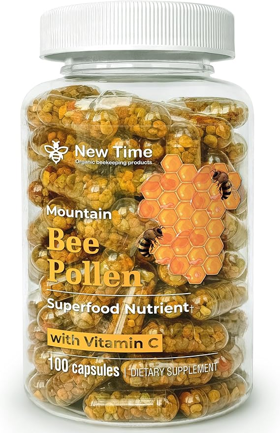Bee Pollen Capsules – Organic Supplement for Energy, Vitality, Wellness, Rich in Vitamins, Immune Support & Nutrient Boost, Premium for Men & Women, 100% Pure & Natural for Breast Growth
