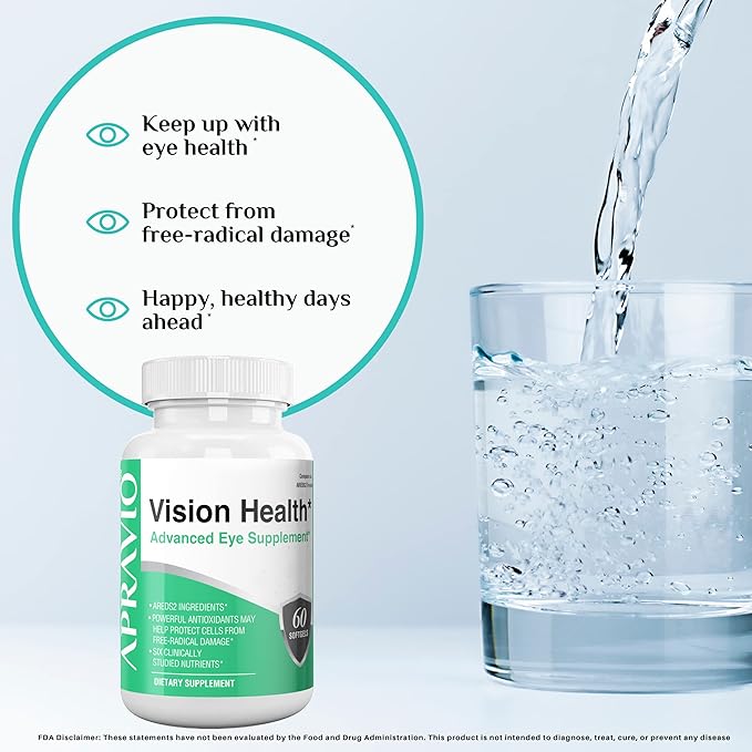 Vision Health Advanced Eye Supplement, AREDS2 Eye Vitamins w/Vitamin C, Vitamin E, Zinc, Copper, Lutein, Zeaxanthin, & Antioxidants for Eye Health & Eye Protection, 60ct