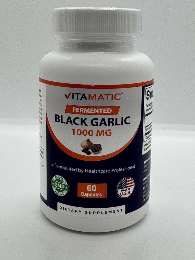 Vitamatic 3 Pack Fermented Black Garlic Extract 1000 mg 60 Capsules - Non-GMO, Gluten Free - (Total 180 Capsules)