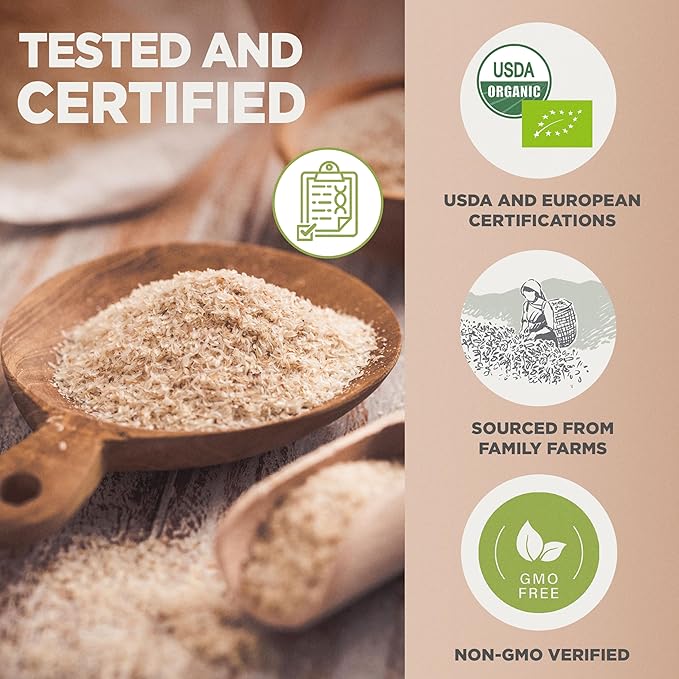 NaturaleBio Whole Psyllium Husk. 1.5lbs. 99% Pure Psyllium Seed Husks. Natural Fiber Supplement. USDA Organic Certified. Produced in India. Gluten Free, Keto, Paleo, Vegan Diets. Probiotics