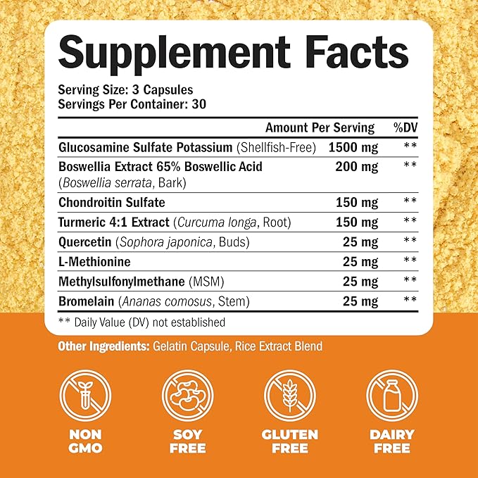 Glucosamine Chondroitin MSM Joint Support Supplement & High Potency MSM Supplement (2000mg per Serving) for Cartilage & Joint Health
