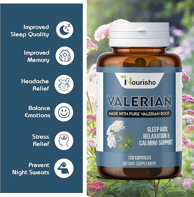 Valerian Root Capsules 120 Count 500mg, Valerian Root for Sleep, Valeriana Root Powder Capsules, Valerian Root Extract for Adults, valeriana capsulas - GMP Certified, Non GMO