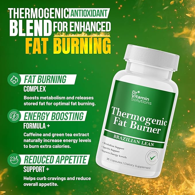 Thermogenic Fat Burner – Natural Appetite Control & Metabolic Booster with Green Tea & Bloat Defense (35 Capsules)