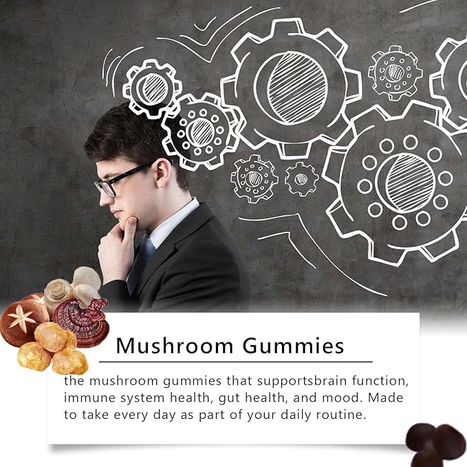 Sky Nutrition Mushroom Gummies,12 Mushroom Blend with Chaga, Lions Mane, Reishi, Cordyceps - 60 Gummies - Support Cognitive Function, Immune Health & Energy