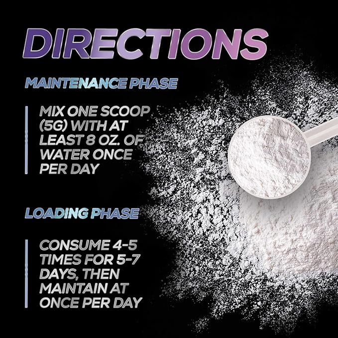Creatine Powder 5000mg (5g) - Pure Micronized Creatine Monohydrate Supplement Unflavored, Keto Friendly - Creatine Nutritional Supports Muscle Growth & Strength, Vegan, Gluten-Free - 60 Servings