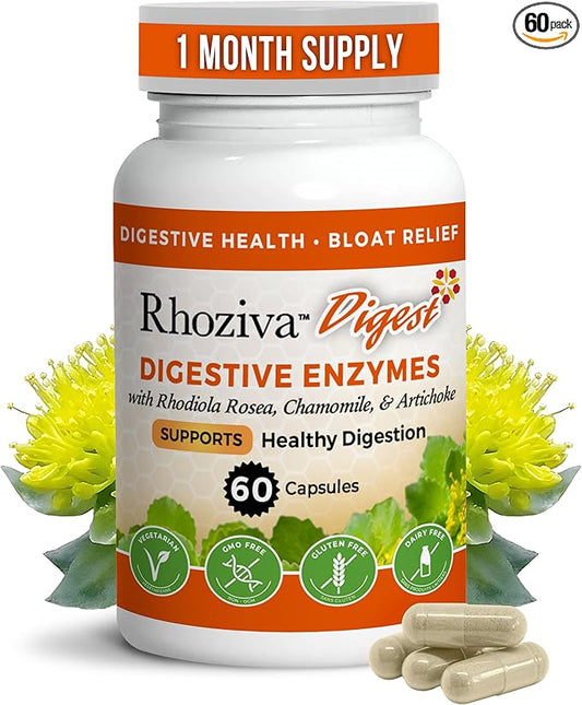 Digest Gut Health Supplement with Digestive Enzymes for Men & Women - Probiotics & Prebiotics for Gut Health - Reflux & Debloating for Women & Men - Daily Synbiotic Gut Vitamins - 60 Capsules