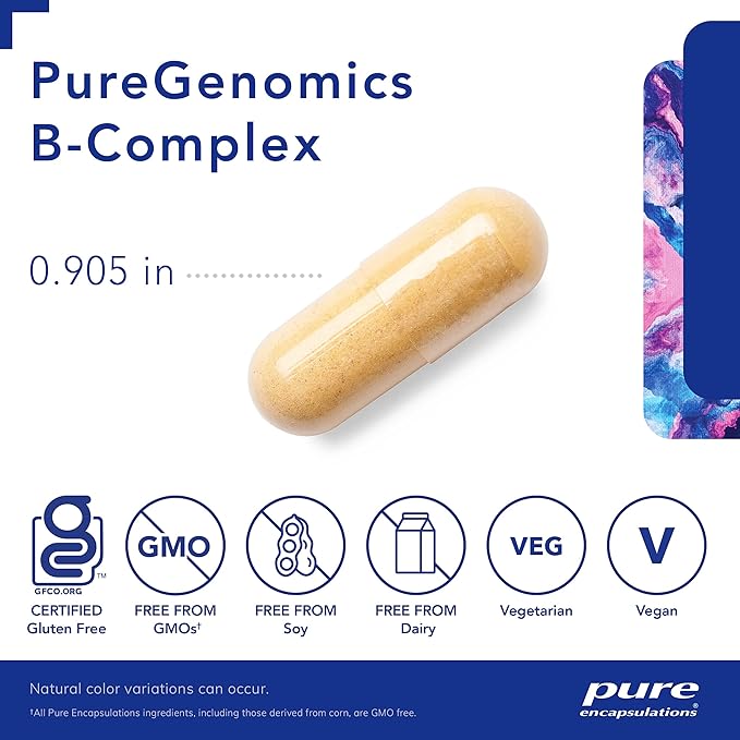Pure Encapsulations PureGenomics B-Complex - Broad Spectrum B Vitamin Support for Genetic Expression, Cellular Function, Hormone Production & Energy Metabolism* - with Vitamin B12 & B6-120 Capsules