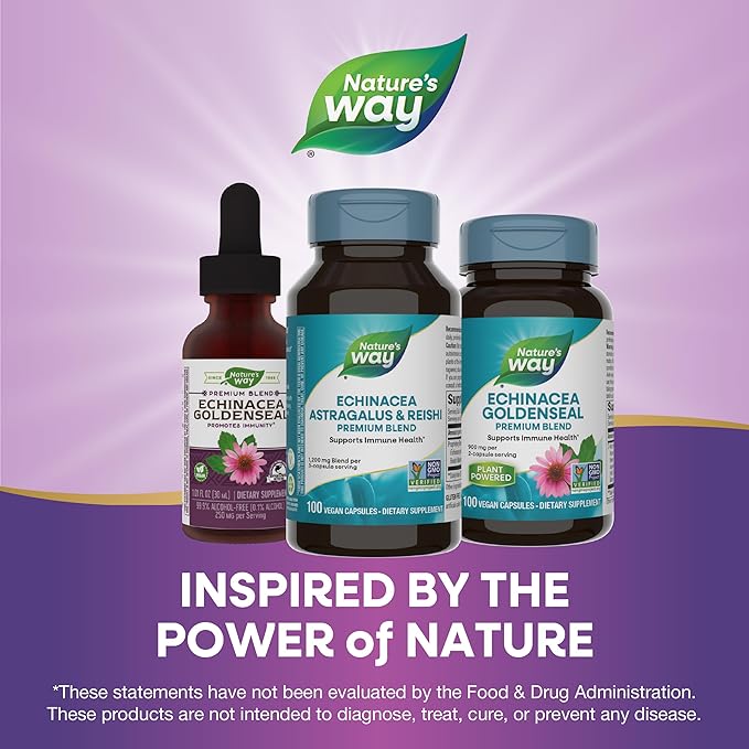 Nature's Way Echinacea Astragalus & Reishi, Immune Support*, 100 Capsules