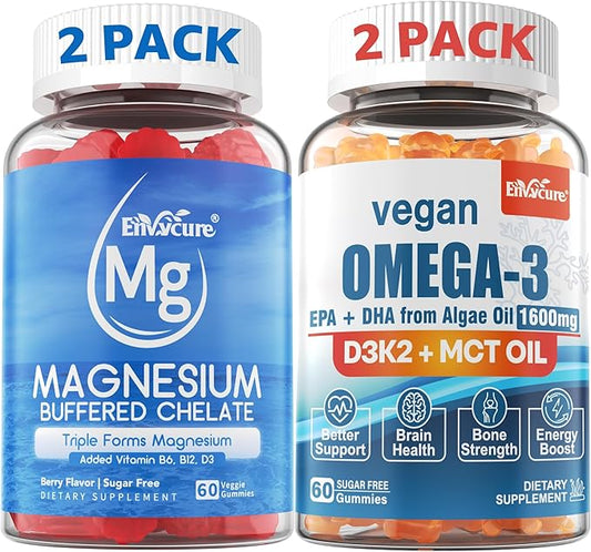 Vegan Omega 3 Gummies 2PACK + Magnesium Gummies 2PACK